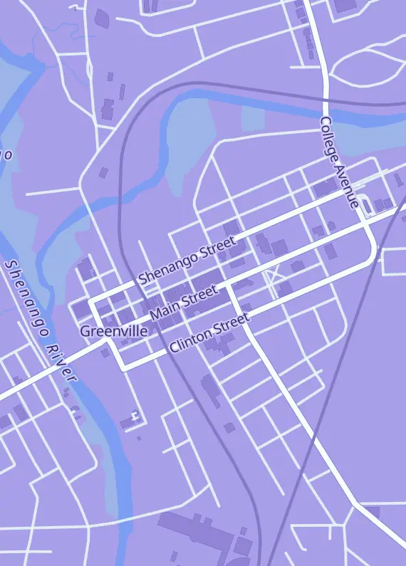 Street map around Scry1 Cards And Collectibles, LLC, 206 Main St Ste B, Greenville, PA
