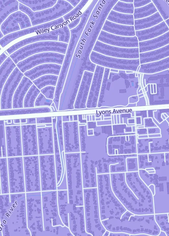 Street map around SCV Card Connection, 23746 Lyons Ave, Santa Clarita, CA