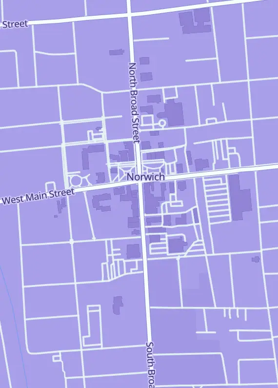 Street map around Serenity Hobbies Norwich, 10 S Broad St, Norwich, NY