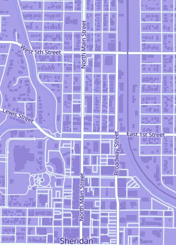 Street map around Sheridan Wyo Sports Cards, 535 N Main St, Sheridan, WY