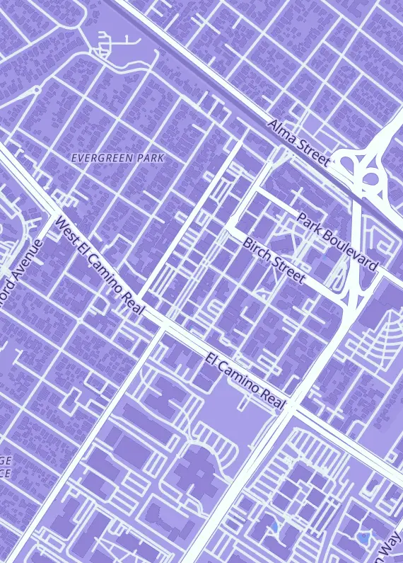 Street map around Shinju Grade - TCG Collections, Palo Alto, CA