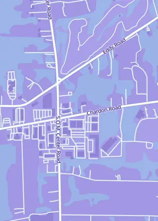 Street map around Shuffler's Den, Willoughby Hills