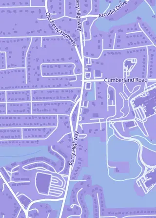 Street map around Sports Card Junction, Pittsburgh