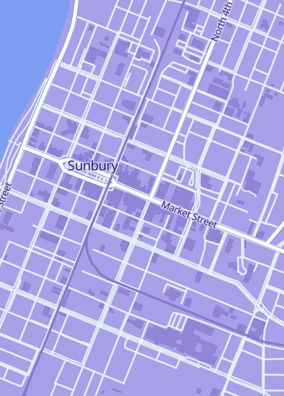 Street map around Sports Zone Toys & Comics, 359 Market St, Sunbury, PA