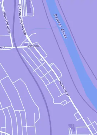 Street map around Steel City Hobbies, Beaver Falls