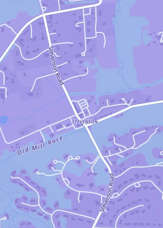 Street map around Stevenson Games, 10401 Stevenson Rd, Stevenson, MD