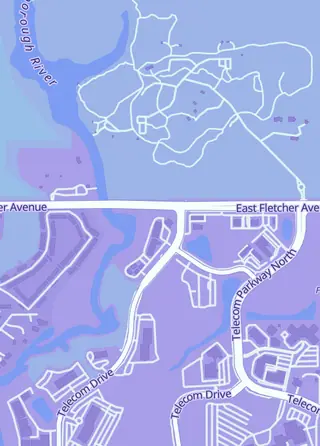 Street map around Sunshine Games, Temple Terrace