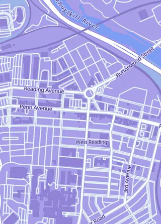 Street map around Symbiote Collectibles, West Reading