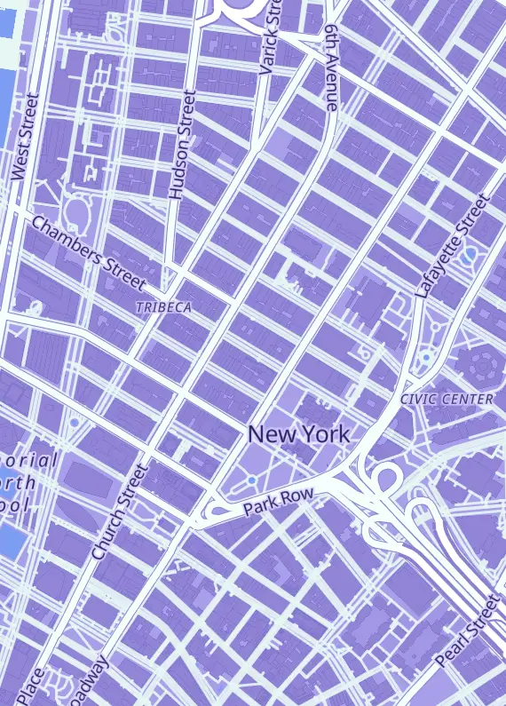 Street map around TCG Trax, New York, NY