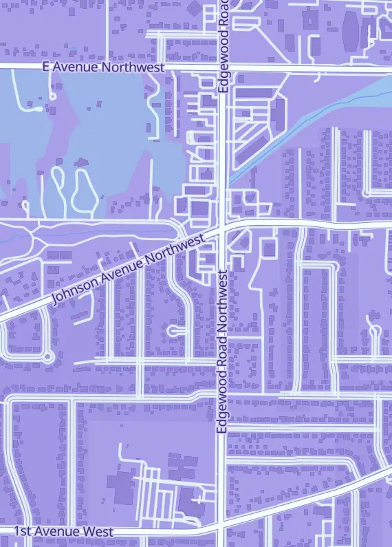 Street map around Tempest Games, 212 Edgewood Rd NW, Cedar Rapids, IA