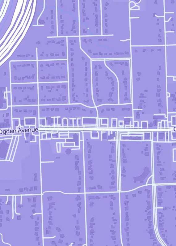 Street map around The Baseball Card King, 1542 Ogden Ave, Downers Grove, IL