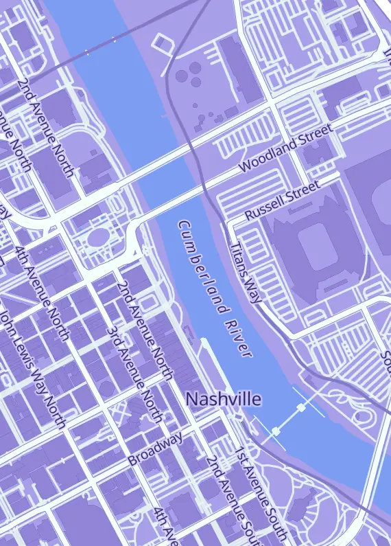 Street map around The Card Treasury, Nashville, TN