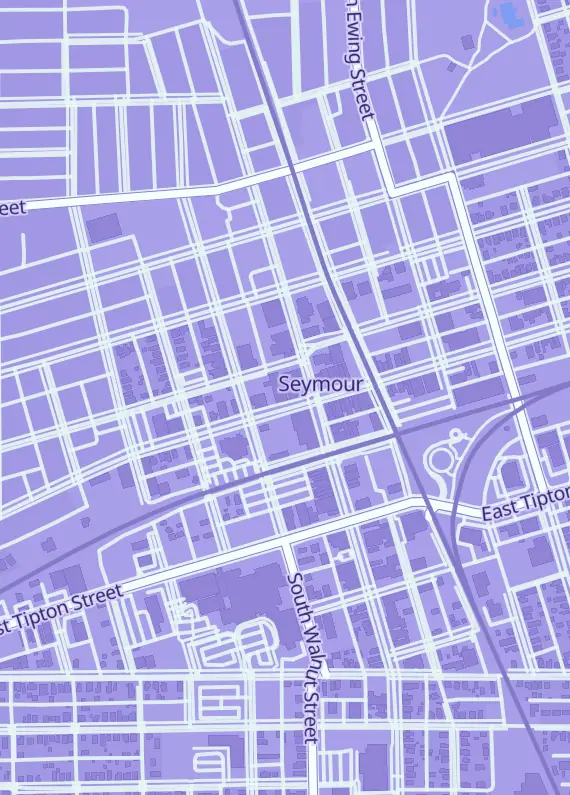 Street map around The Castle Games, 210 W 2nd St, Seymour, IN