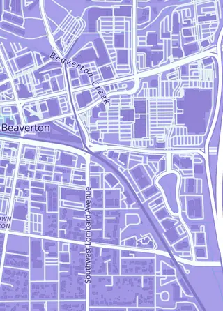 Street map around The Clubhouse, Beaverton
