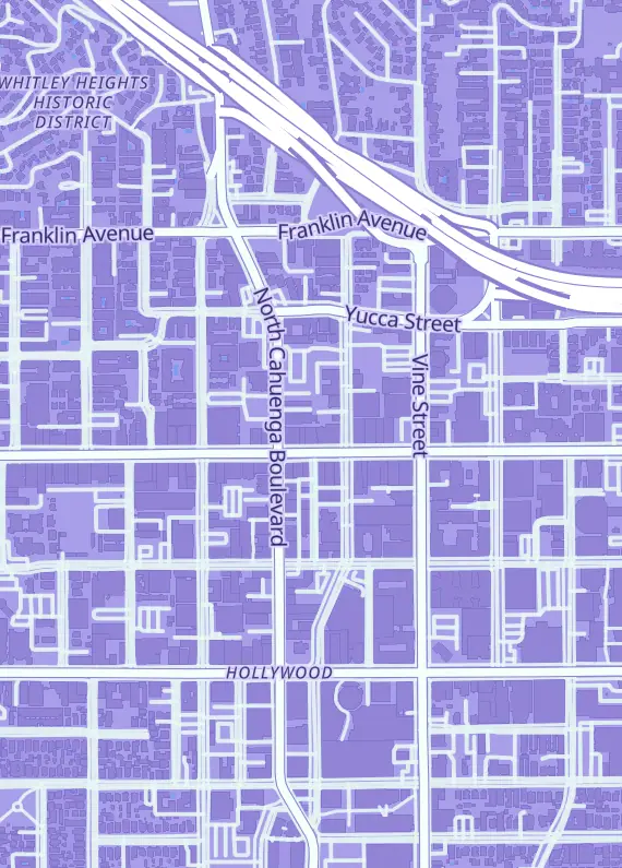 Street map around The Coffee Breakers, 6363 Hollywood Blvd, Los Angeles, CA