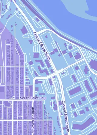 Street map around The Coin Digger, South St Paul