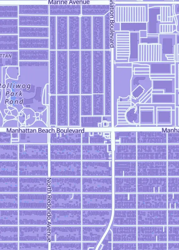 Street map around The Comic Bug, Inc., 1807 Manhattan Beach Blvd, Manhattan Beach, CA