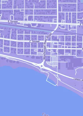 Street map around The Delight Store, Washougal