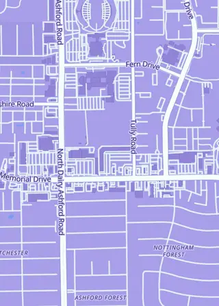 Street map around The Forge Hobbies & Games, Houston