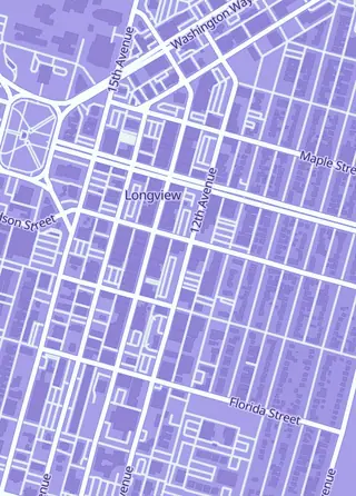 Street map around The Found Rabbit, Longview