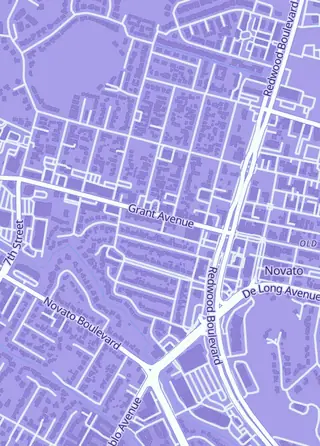Street map around The Game Fortress, Novato