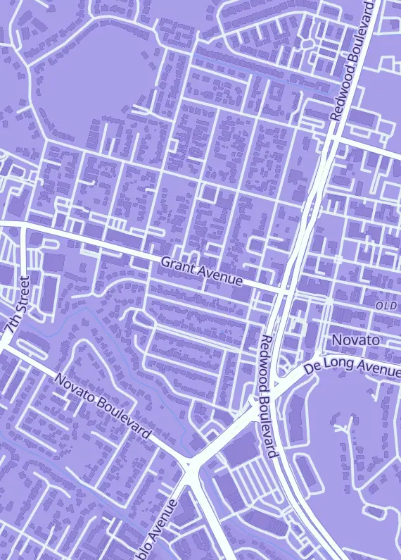 Street map around The Game Fortress, 1205 Grant Ave, Novato, CA