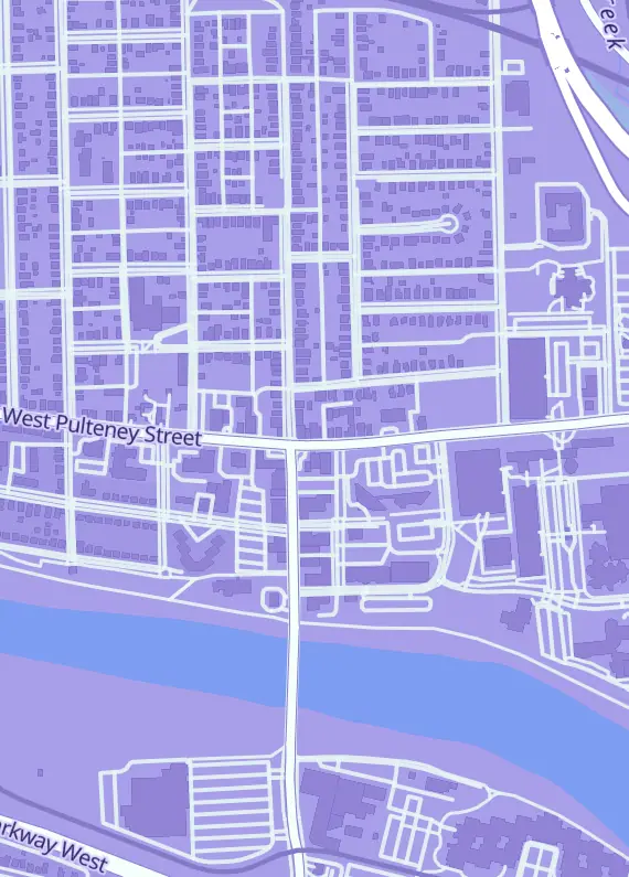 Street map around The Game Shoppe, 11 E Pulteney St, Corning, NY