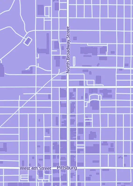 Street map around The Game Shoppe, 913 N Broadway St, Pittsburg, KS