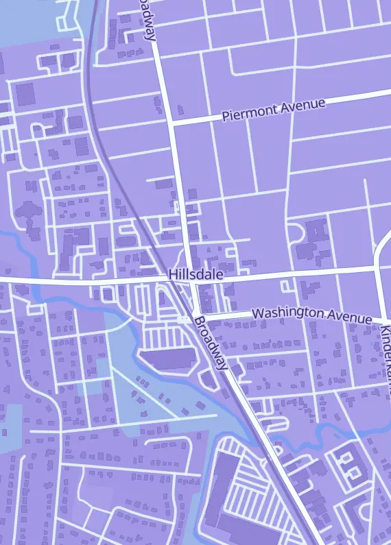 Street map around The Game Zone, 106 Broadway, Hillsdale, NJ