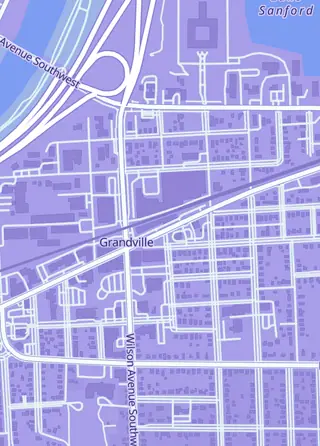 Street map around The Gaming Forge, Grandville