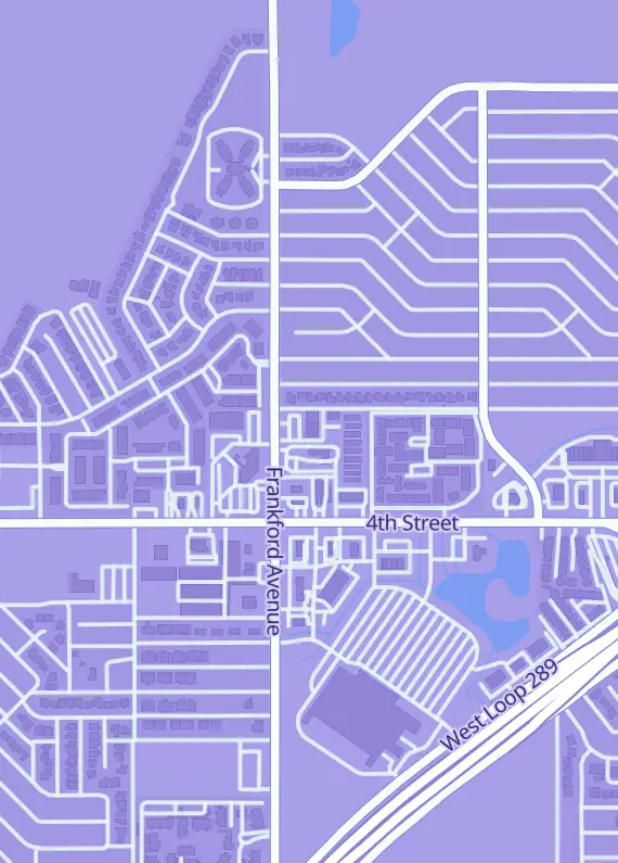 Street map around The Gaming Goat - Lubbock, TX, 305 Frankford Ave, Lubbock, TX