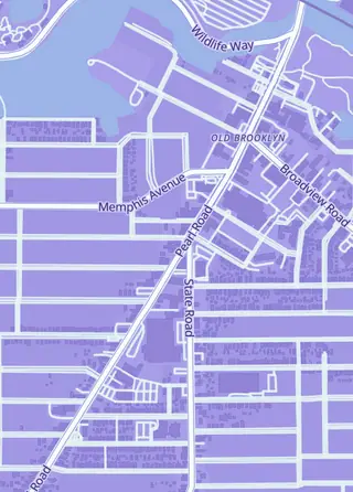Street map around The Geek Peek, Cleveland
