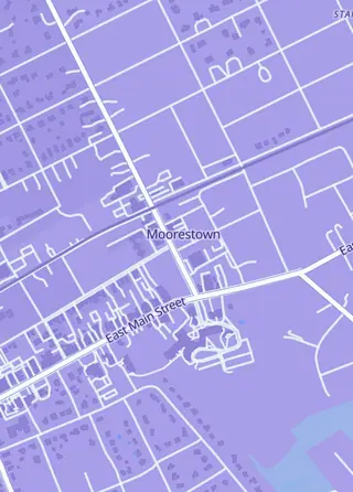 Street map around The Guild Hall Hobby, Moorestown