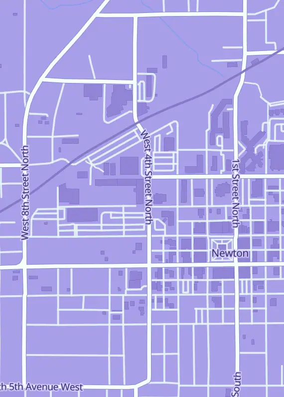 Street map around The Kraken's Crate, 309 W 4th St N, Newton, IA