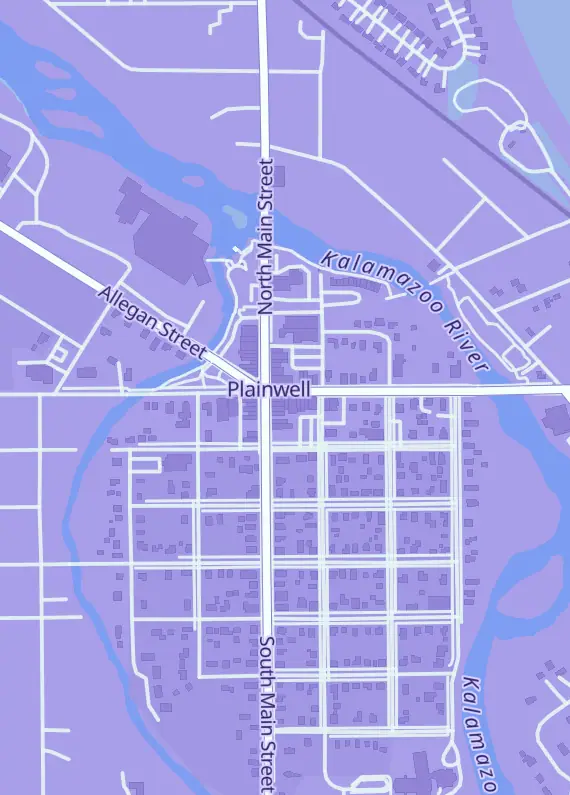 Street map around The Local Game Store, 116 E Bridge St, Plainwell, MI