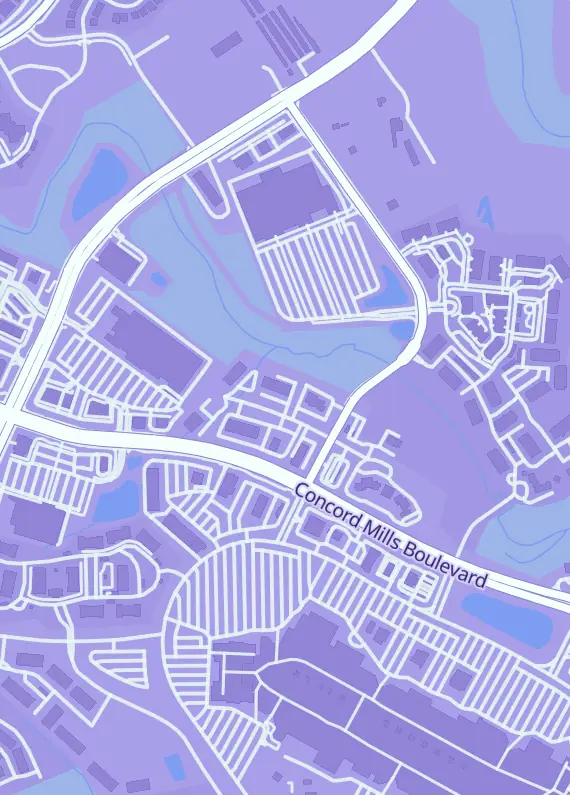 Street map around The Mighty Meeple, 8440 Pit Stop Ct NW #180, Concord, NC