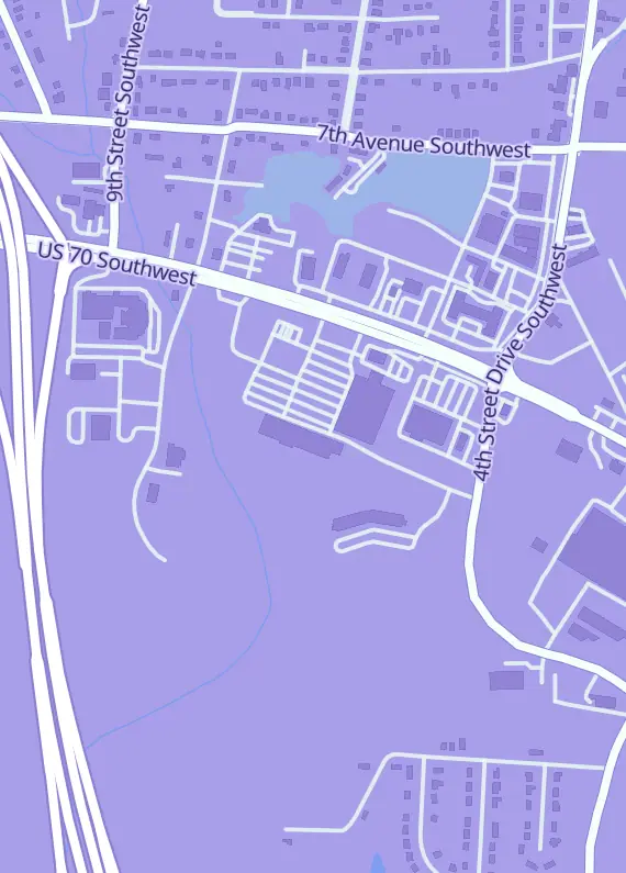 Street map around The Otaku Hangout LLC, 555 U.S. Hwy 70 SW, Hickory, NC
