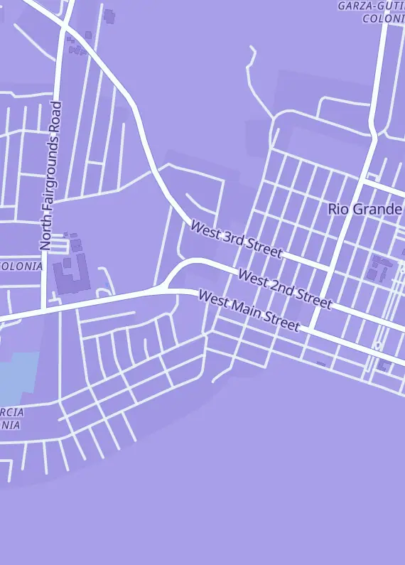 Street map around The Outpost Games, 605 W Main St #4, Rio Grande City, TX