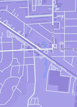 Street map around The Pieceful Project, Cary
