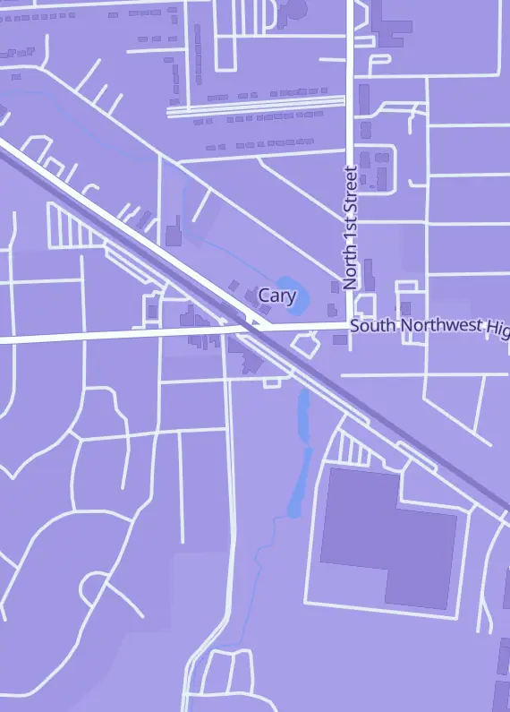 Street map around The Pieceful Project, 27 Jandus Rd Unit A, Cary, IL