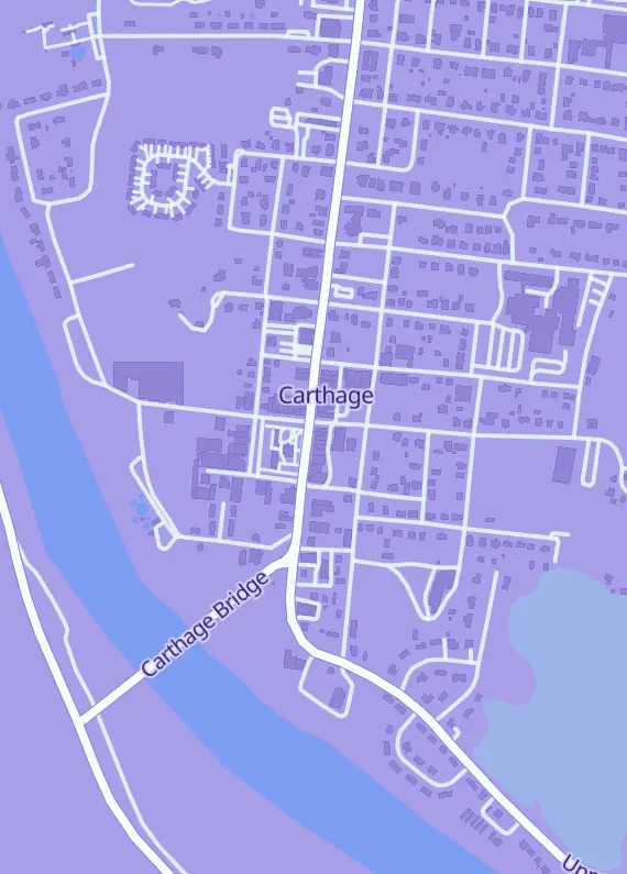 Street map around The Rogue and Raven, 224 Main St N, Carthage, TN