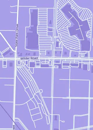 Street map around The Stadium, Bay City