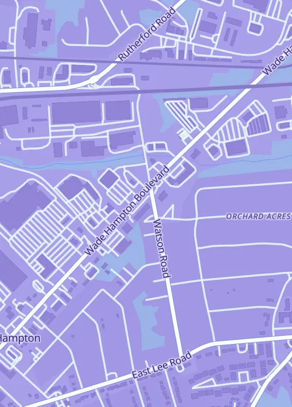 Street map around The Video Game Cavern, 3058 Wade Hampton Blvd, Taylors, SC