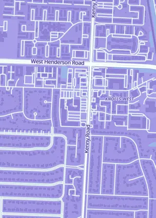 Street map around The Warp Gate, Columbus
