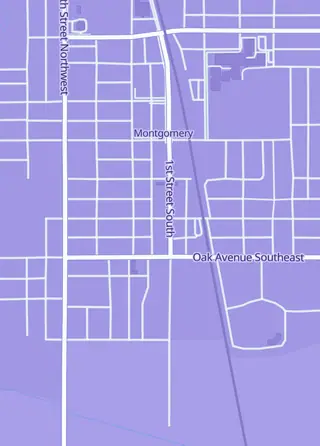 Street map around The Wolf Den, Montgomery