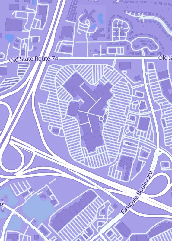 Street map around Time Warp Cards and Comics, 4601 Eastgate Blvd, Cincinnati, OH