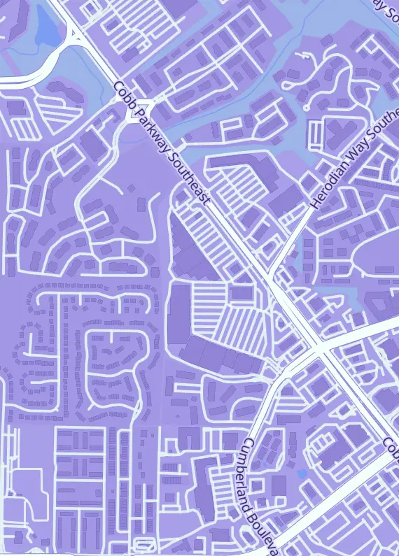 Street map around Titan Games and Comics, 2512 Cobb Pkwy SE, Smyrna, GA