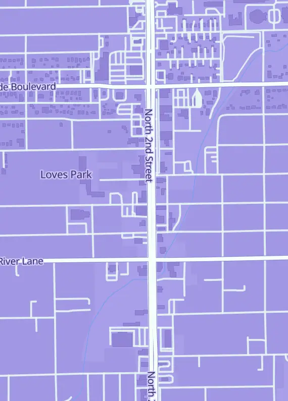 Street map around Top Cut Comics, 5600 N 2nd St, Loves Park, IL