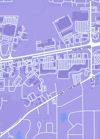 Street map around Top Tier Board Games, Hattiesburg