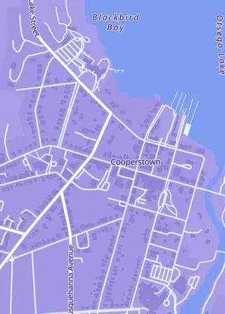 Street map around Topps by Dave & Adam's, Cooperstown